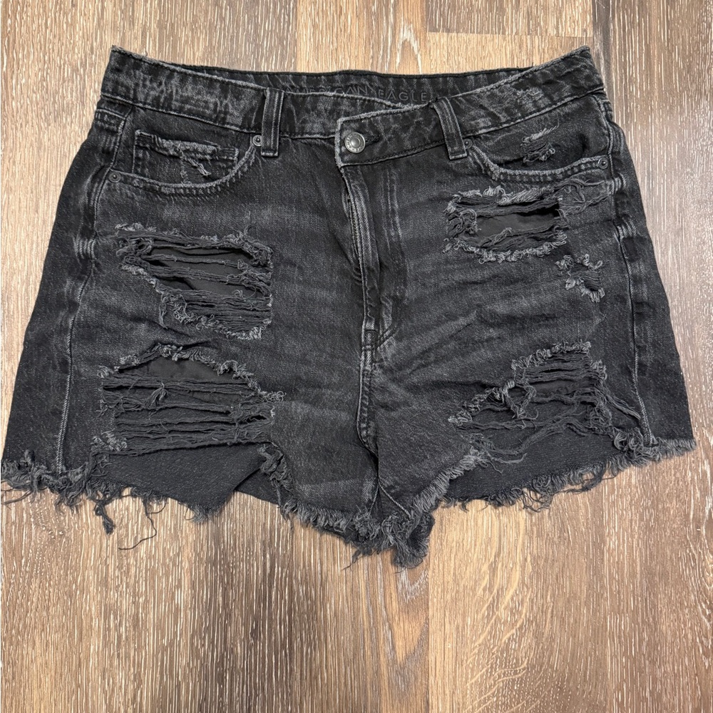 American Eagle Outfitters Black Distressed Denim Cutoff Shorts